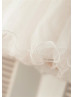 Gold Sequin Ivory Tulle With Pink Flower Sash Knee Length Flower Girl Dress